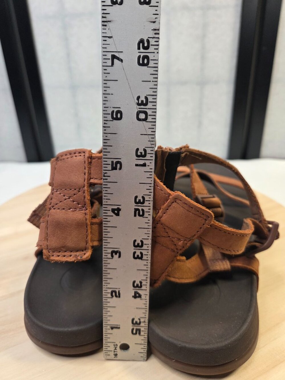 Chaco Nutshell Brown Lowdown Leather Strappy High Sporty Sandals Women US 11 - Picture 8 of 14